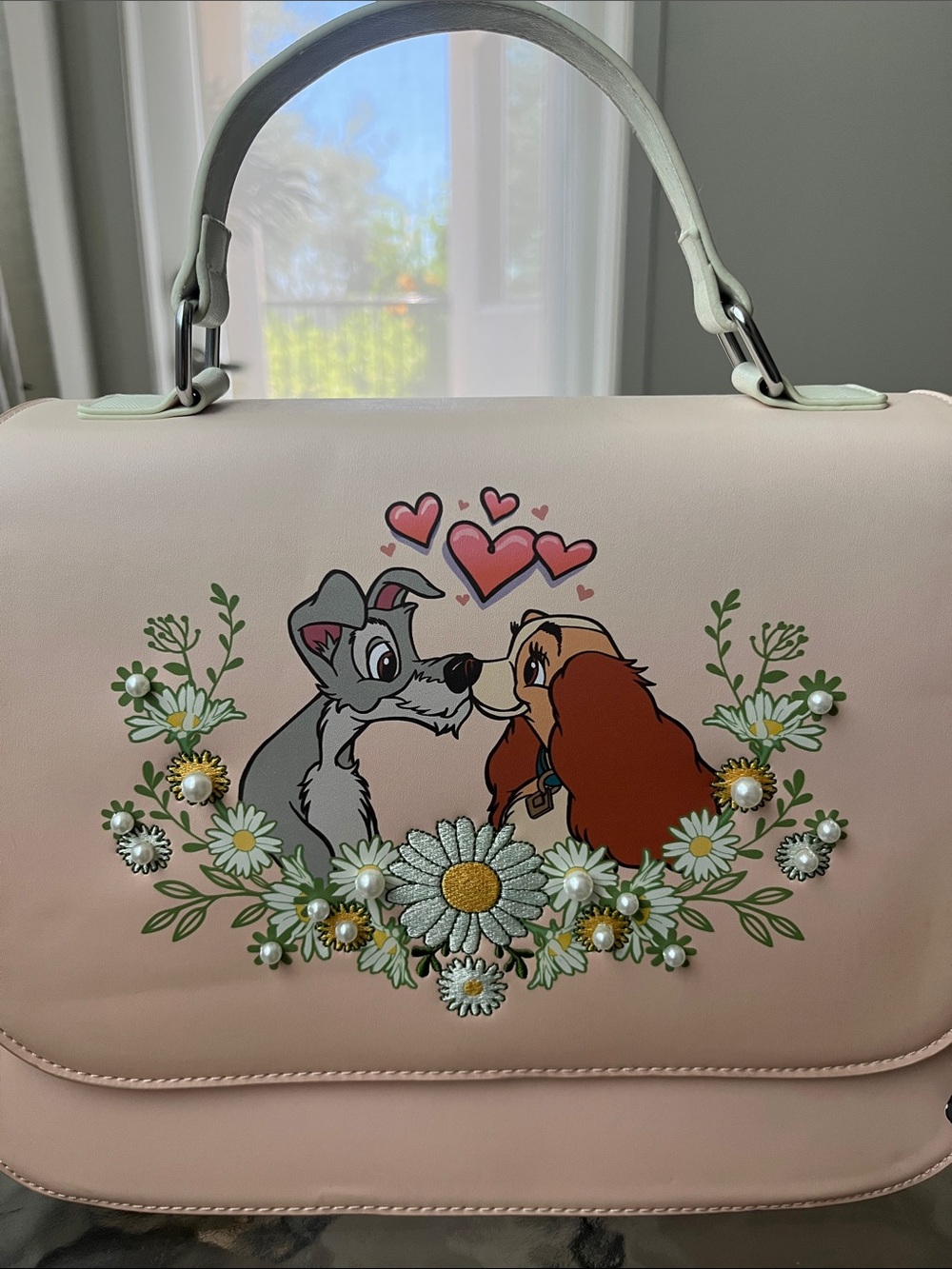 Loungefly Pink & Pearled Lady & Tramp Purse - Picture 3 of 7
